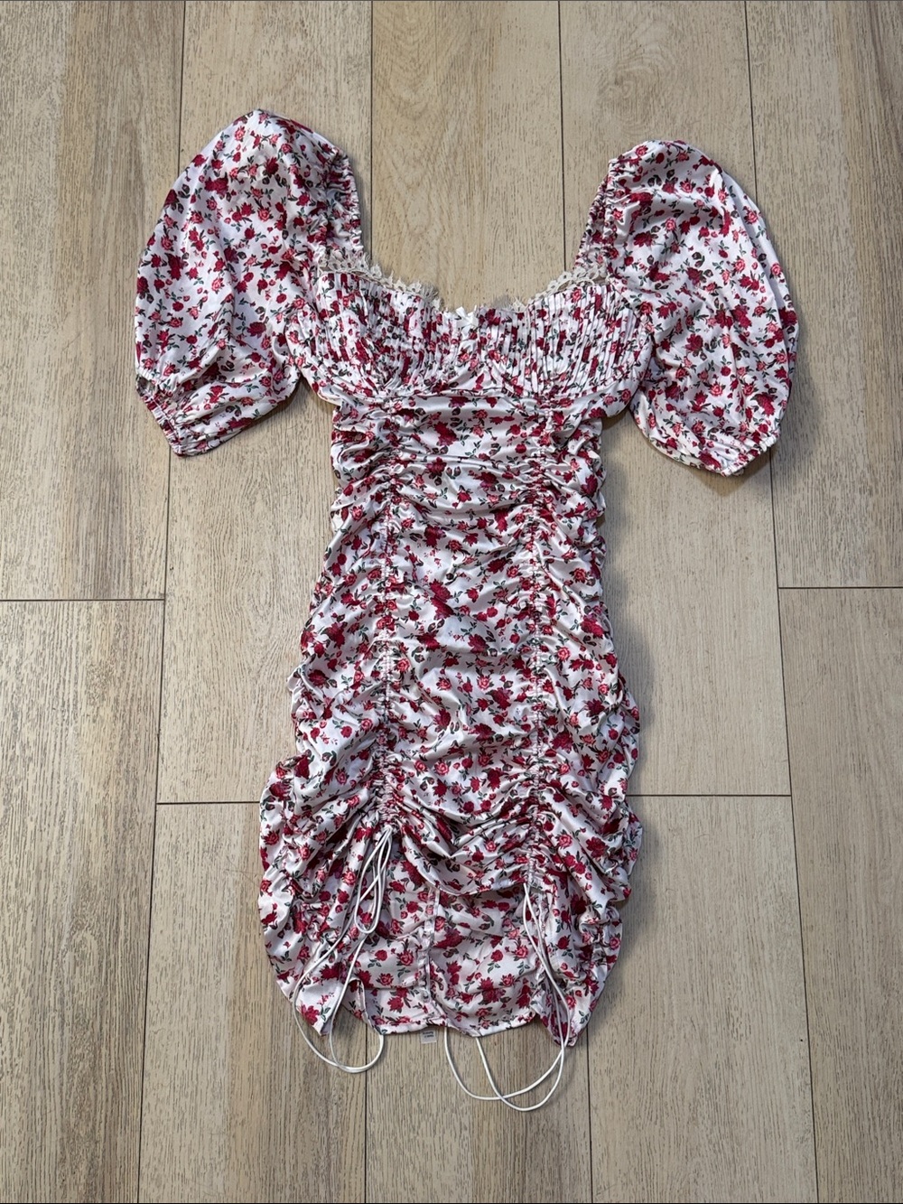 For Love & Lemons White Floral Off Shoulder Mini Dress Size S